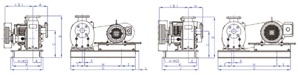 横型ベルト駆動式外形寸法図